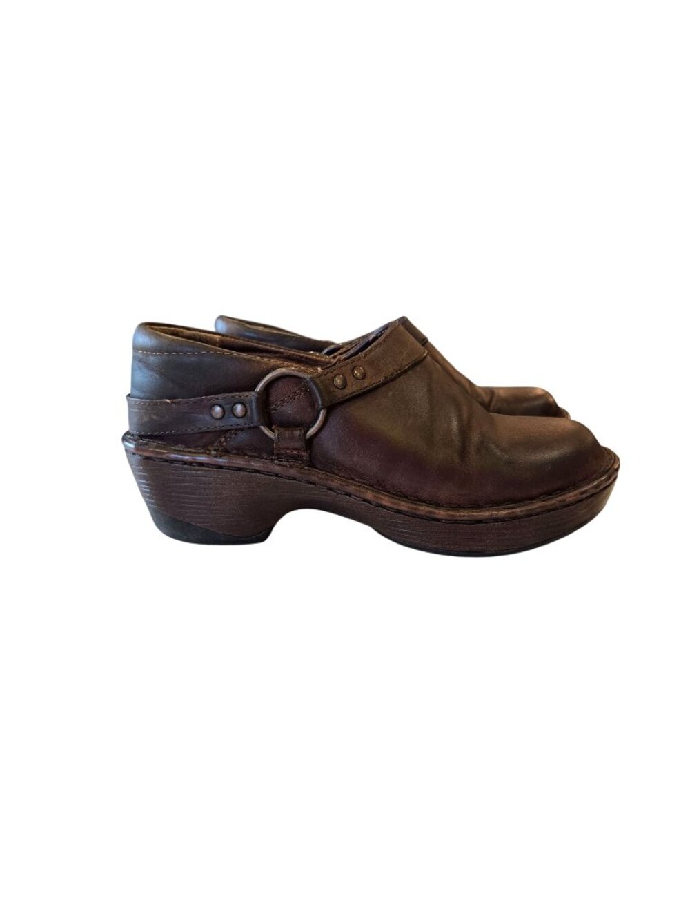 Dream by Durango Brown Leather Slip-On Clogs Harness O Ring Detail Womens Size 7